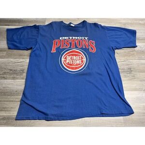 Vintage 90s Artex Sports NBA‎ Detroit Pistons Basketball Team Logo T Shirt Blue